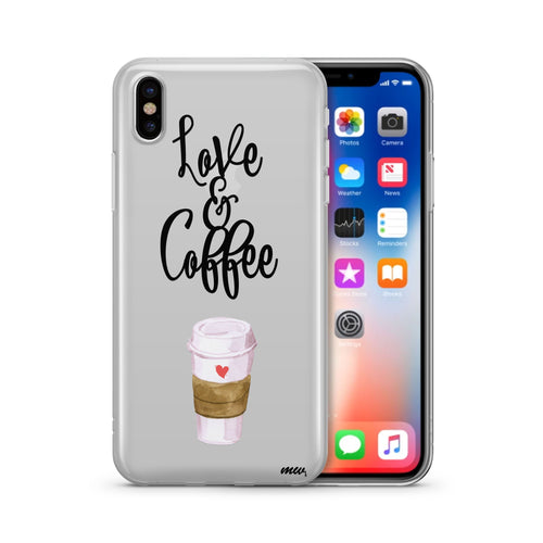 Love and Coffee - Clear TPU iPhone Case / Samsung Case Phone Cover - Coffee_N_Kickz